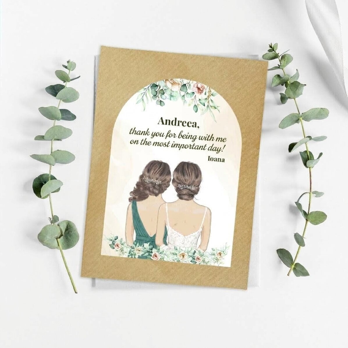 Gepersonaliseerd plantbaar aandenken met boodschap voor bruidsmeisjes