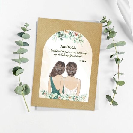 Gepersonaliseerd plantbaar aandenken met boodschap voor bruidsmeisjes