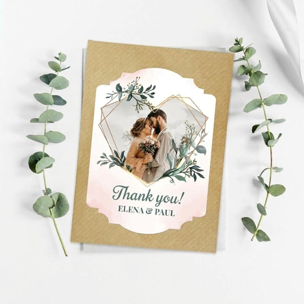 Gepersonaliseerd plantbaar aandenken met foto en tekst voor een bruiloft - Heart