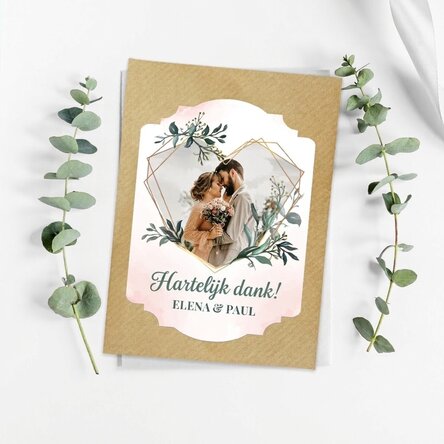 Gepersonaliseerd plantbaar aandenken met foto en tekst voor een bruiloft - Heart