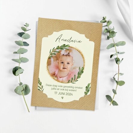 Gepersonaliseerd plantbaar aandenken voor de doop, met foto en tekst