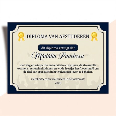 Gepersonaliseerd diploma met tekst - Het volwassen leven