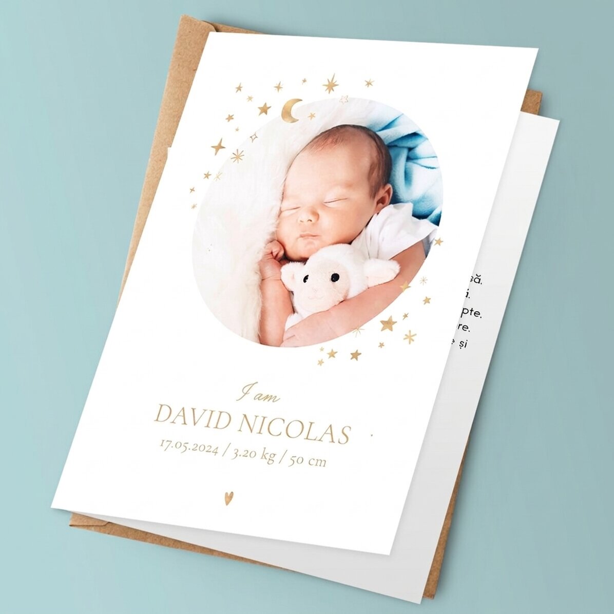 Gepersonaliseerde wenskaart met tekst en foto - Baby