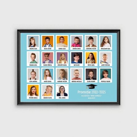Gepersonaliseerd schilderij met tekst en 21 foto's - Afstuderen