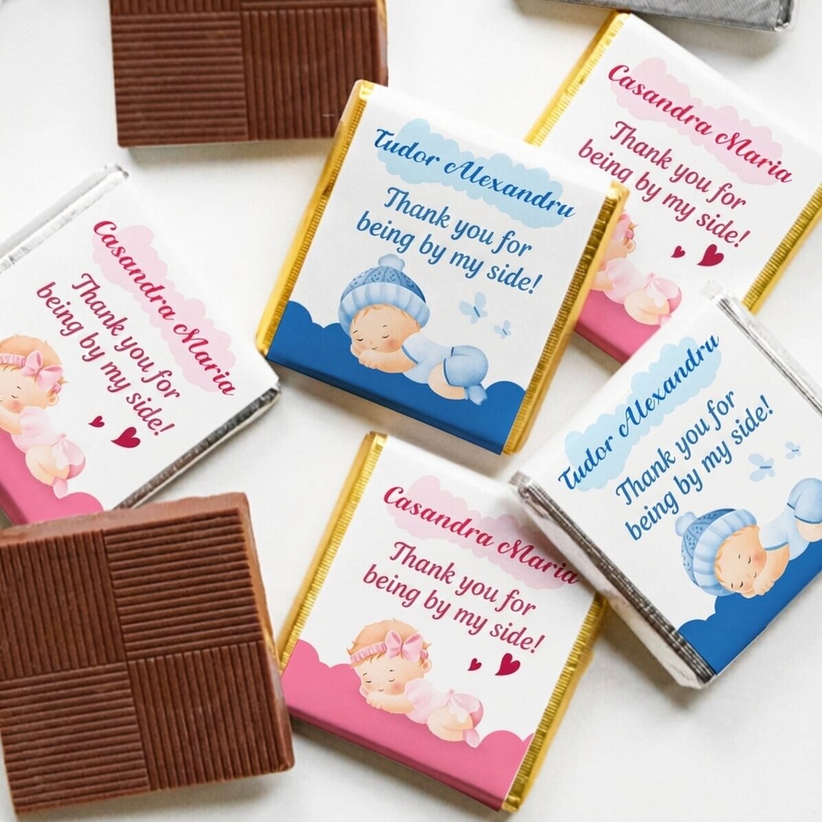 Gepersonaliseerd mini-chocolade-doopcadeautje - Baby