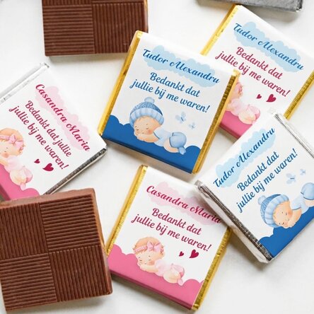 Gepersonaliseerd mini-chocolade-doopcadeautje - Baby