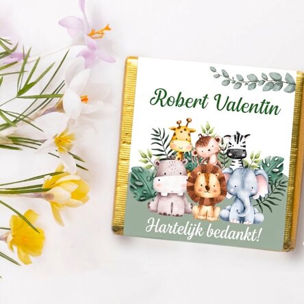 Gepersonaliseerd mini-chocolade-doopcadeautje - Diertjes