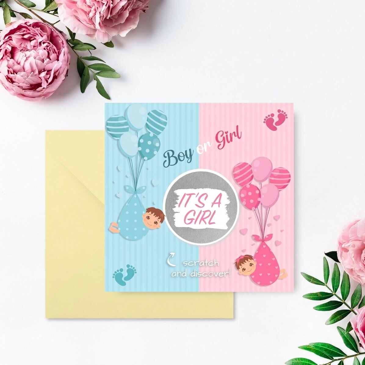 Gepersonaliseerde kraskaart met boodschap - Gender reveal