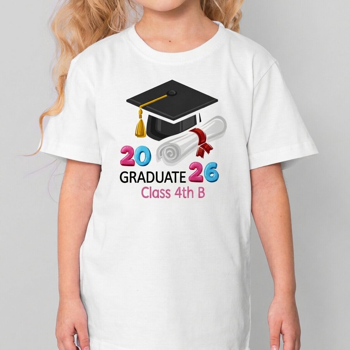 Katoenen T-shirt voor kinderen, gepersonaliseerd met een tekst - Afgestudeerde