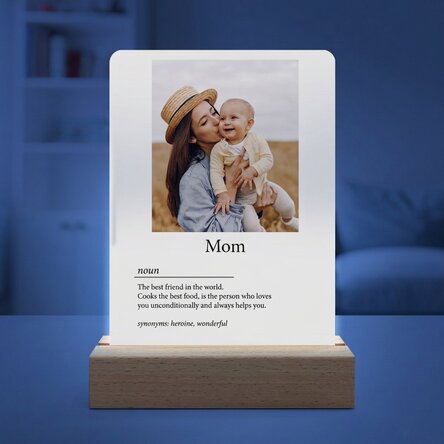Gepersonaliseerde LED-nachtlamp met een foto en een boodschap