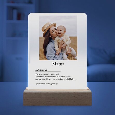 Gepersonaliseerde LED-nachtlamp met een foto en een boodschap