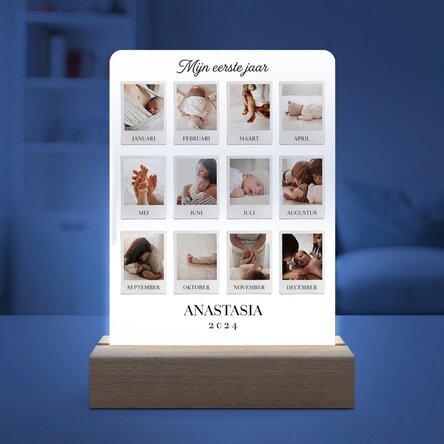 Gepersonaliseerde LED-nachtlampje met 12 foto's - My First Year