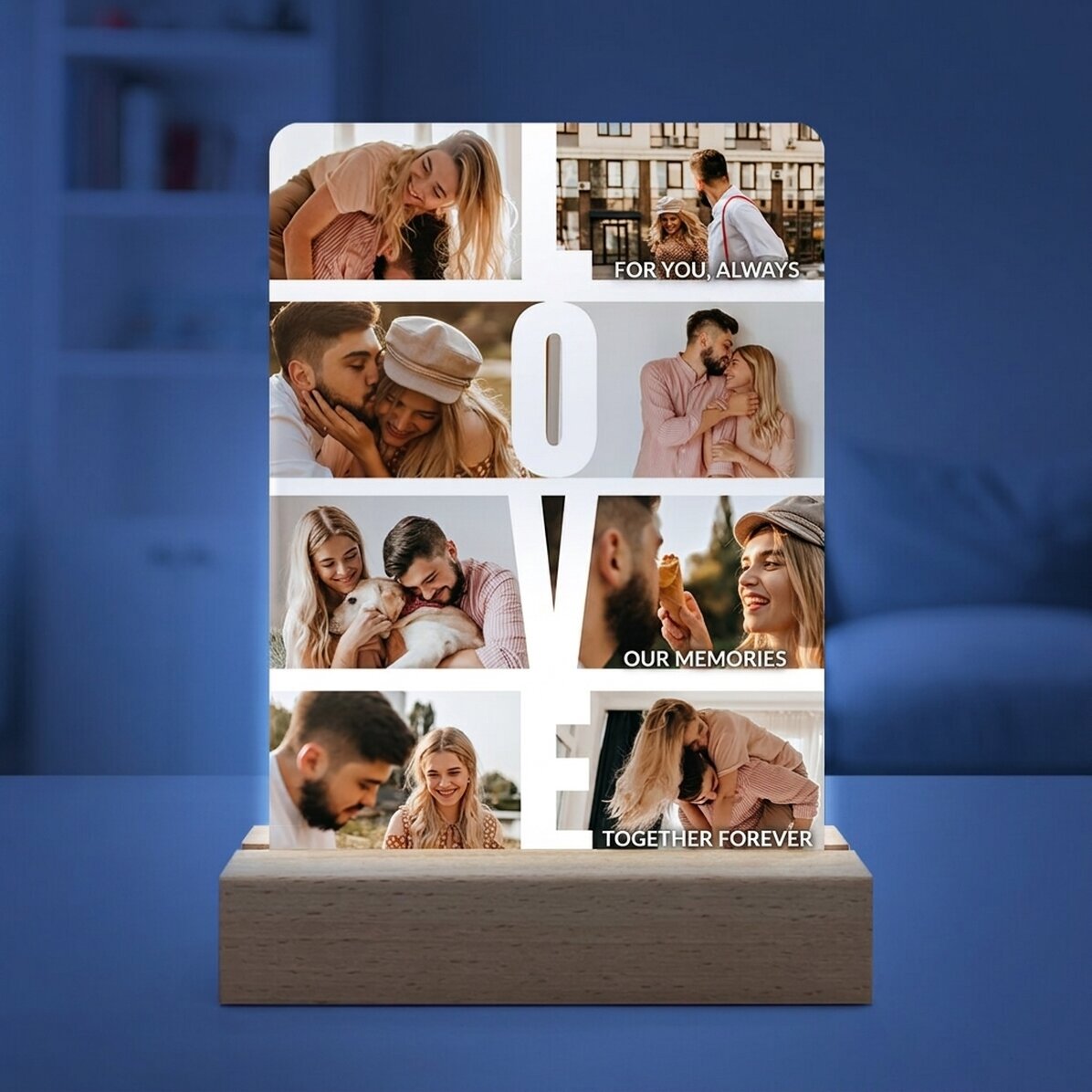 Gepersonaliseerde LED-nachtlamp met 8 foto