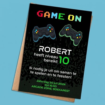 Gepersonaliseerde kaart met tekst - uitnodiging - Game on