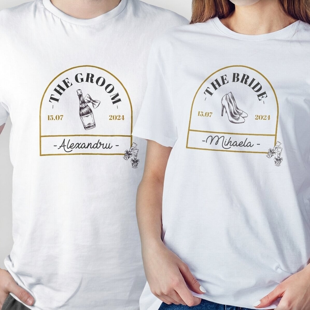Op maat gemaakt katoenen T-shirt met tekst voor de bruiloft - Vintage Love