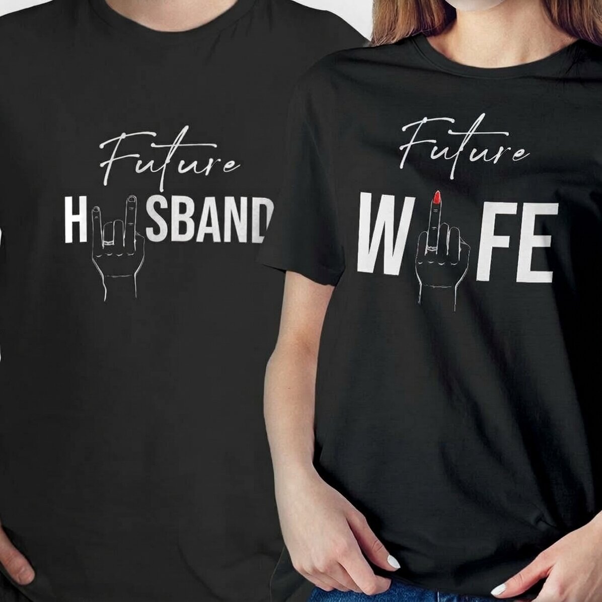 Gepersonaliseerd katoenen T-shirt met grappige tekst voor koppels - De ringvinger