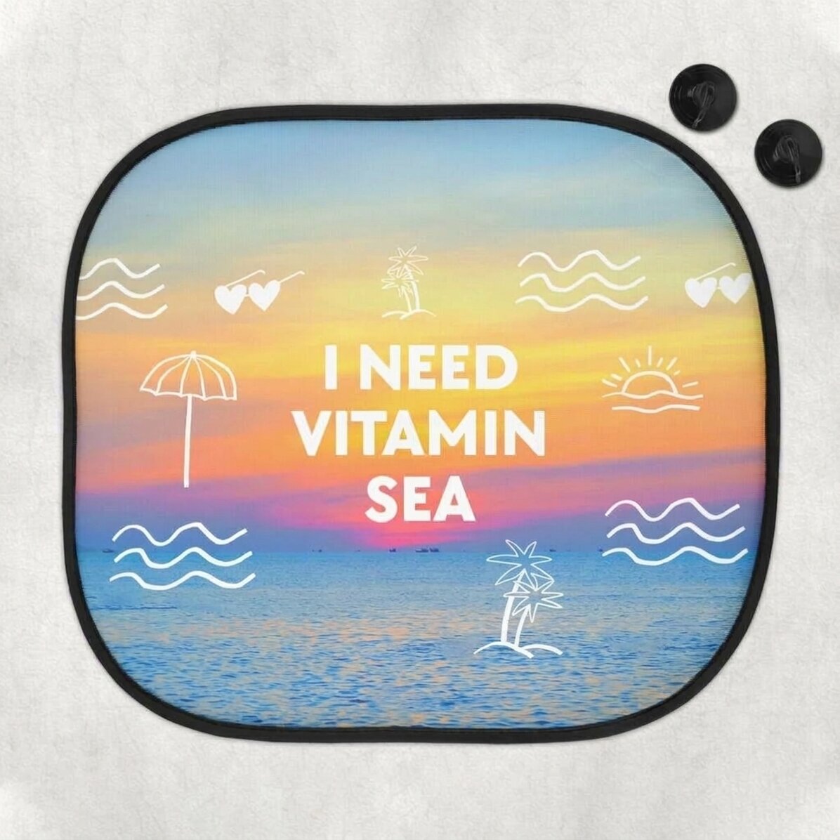 Op maat gemaakte autozonneklep met tekst - Vitamin Sea