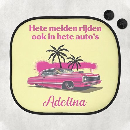 Op maat gemaakte autozonneklep met tekst - Roze
