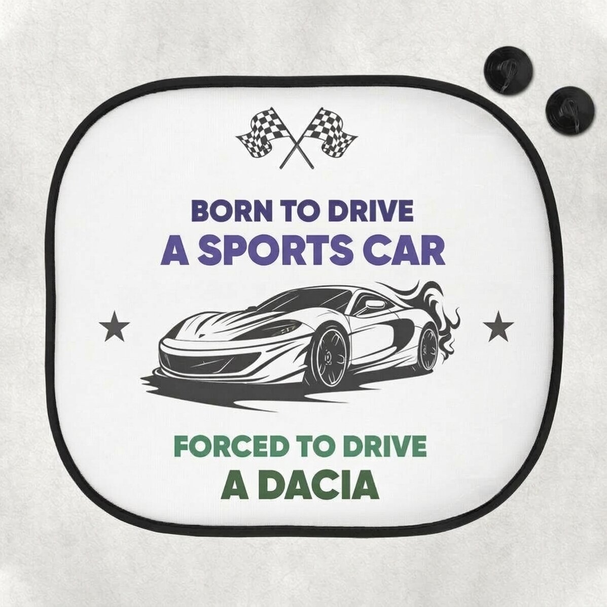 Op maat gemaakte autozonneklep met tekst - Born to drive