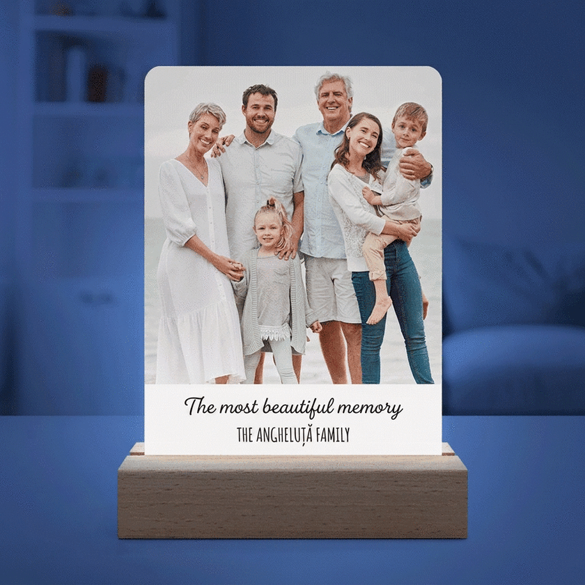 Gepersonaliseerde LED-nachtlamp met foto en boodschap