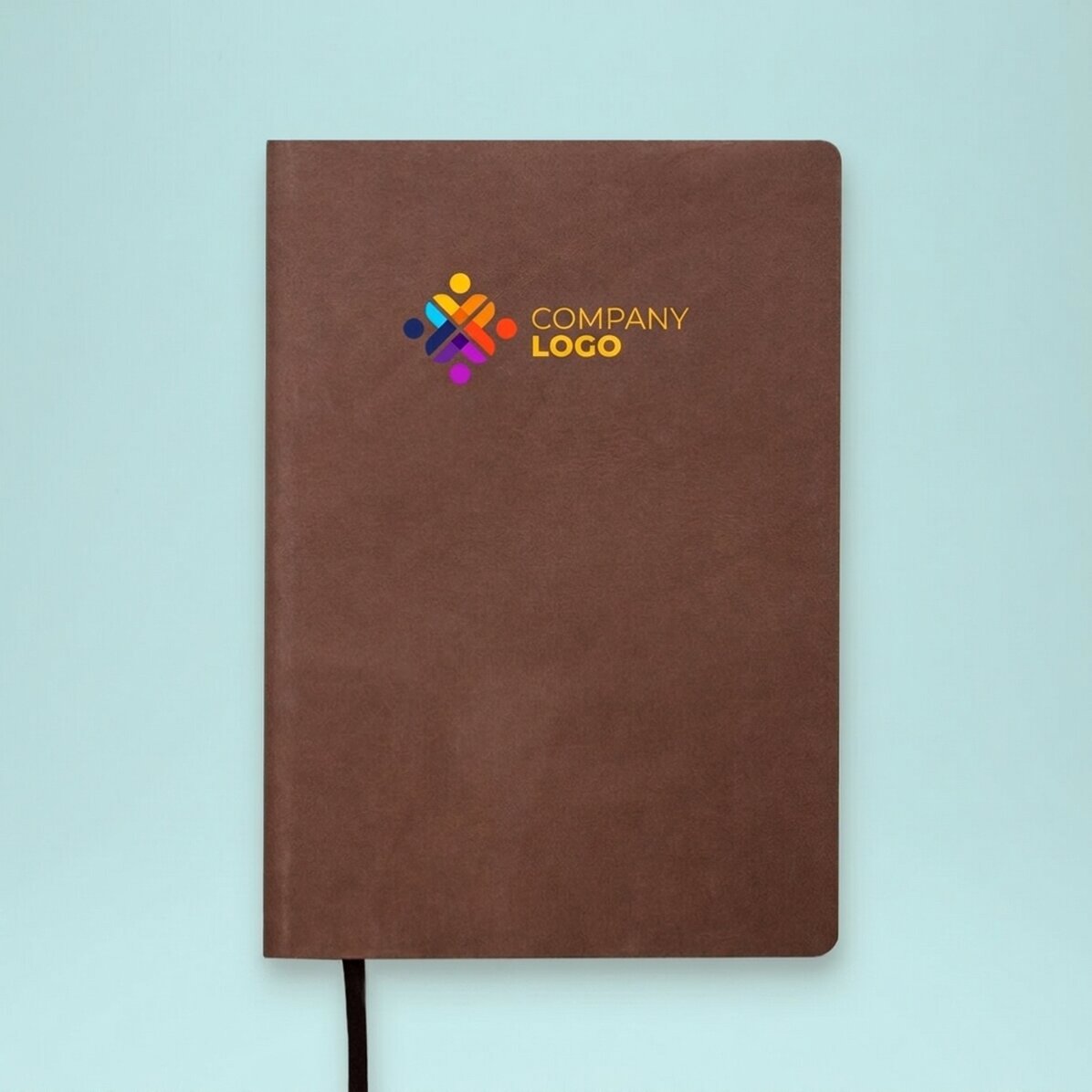 Gepersonaliseerde gekleurde lederen agenda met logo