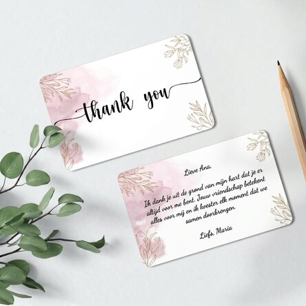 Gepersonaliseerde aluminiumkaart, voor- en achterzijde, met tekst - Thank you