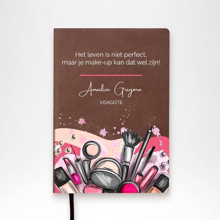 Gepersonaliseerde leren agenda in kleur met tekst - Makeup Artist