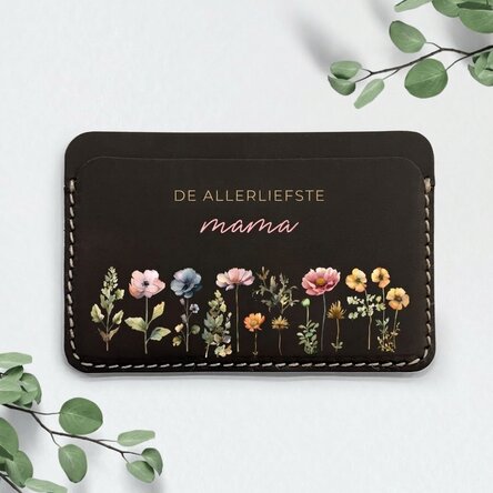 Gepersonaliseerde gekleurde leren portemonnee met boodschap - Floral