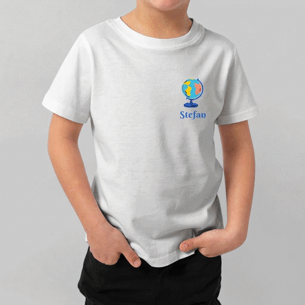Katoenen T-shirt voor kinderen, gepersonaliseerd met naam, voor school