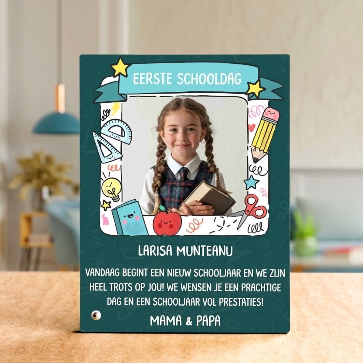 Gepersonaliseerde fotolijst voor op het bureau - Eerste schooldag