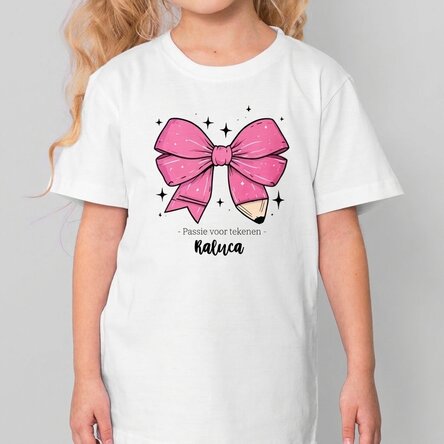 Katoenen T-shirt voor kinderen, gepersonaliseerd voor school met tekst en naam - Fundita Creativa
