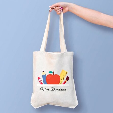 Gepersonaliseerde tas met tekst voor leraren