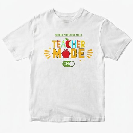 Katoenen T-shirt met gepersonaliseerde tekst - Teacher mode on