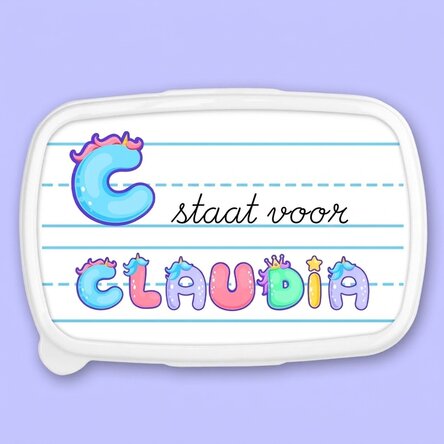 Lunchbox, op maat gemaakte lunchbox met naam - Eenhoornmodel