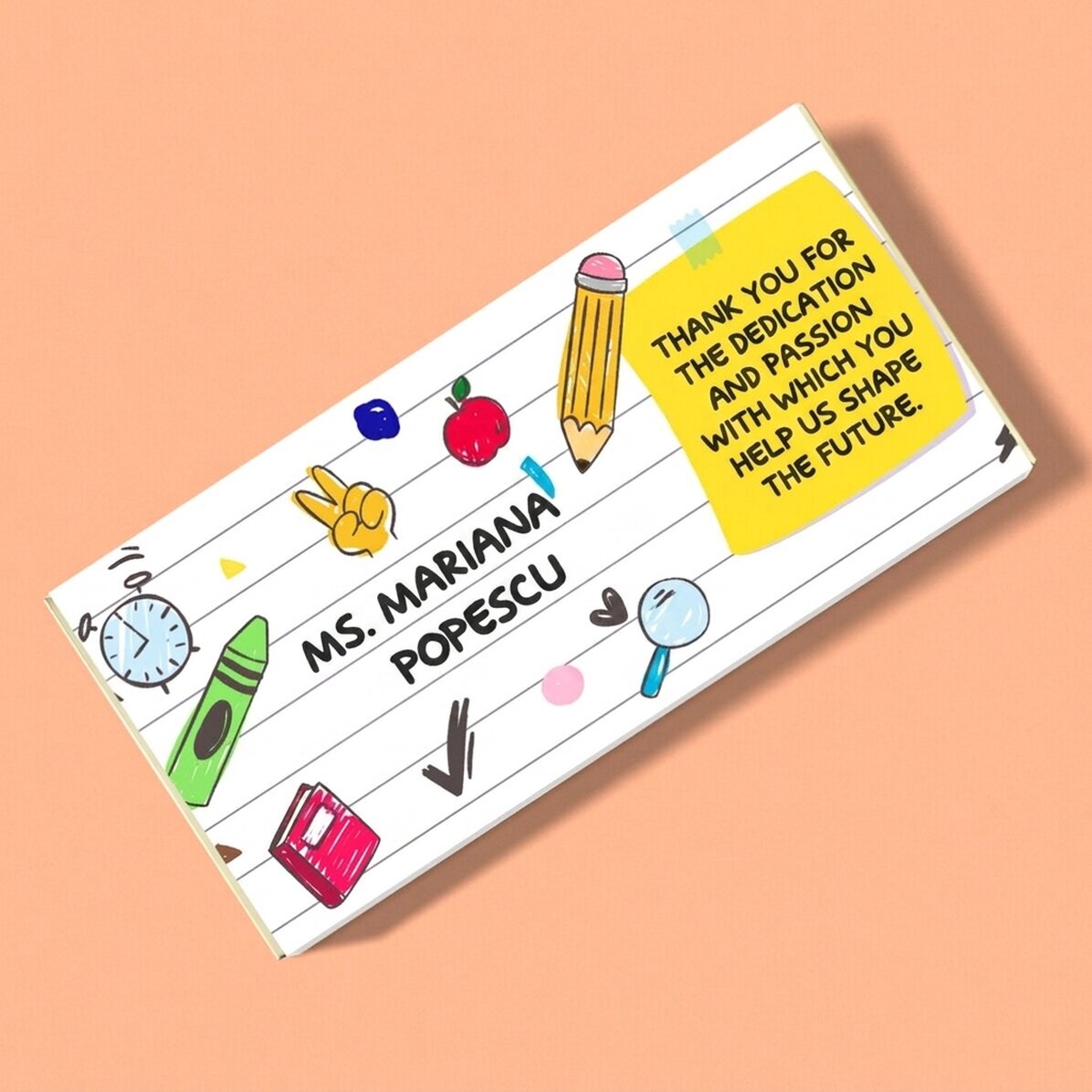 Chocolade met gepersonaliseerde tekst - School
