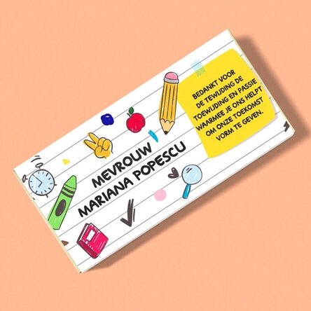 Chocolade met gepersonaliseerde tekst - School