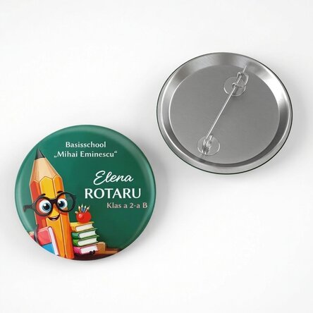 Gepersonaliseerde button met boodschap - School