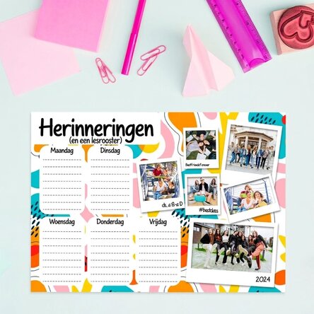 Gepersonaliseerd rooster met tekst en foto's - Herinneringen aan school