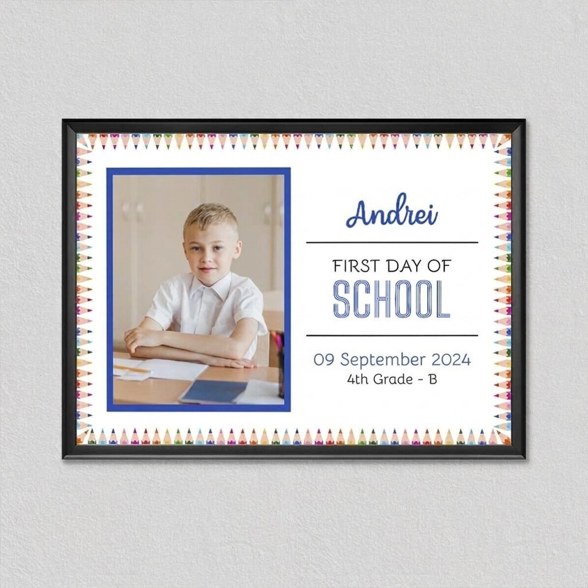 Personalised picture with text and 1 photo – Back to School