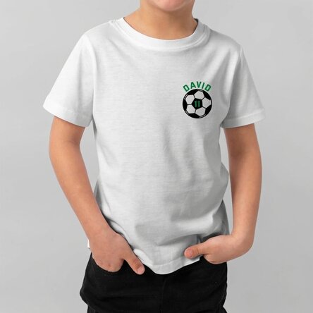 Katoenen T-shirt voor kinderen, gepersonaliseerd met tekst - Bal