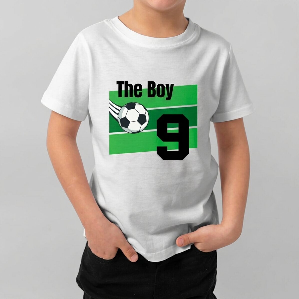 Katoenen T-shirt voor kinderen, gepersonaliseerd met tekst - Voetbal