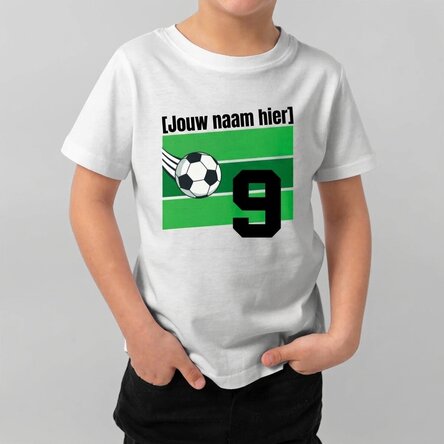 Katoenen T-shirt voor kinderen, gepersonaliseerd met tekst - Voetbal