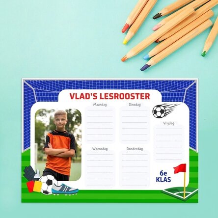 Gepersonaliseerd rooster met tekst en een foto - Voetbal