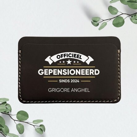 Gepersonaliseerde gekleurde leren portemonnee met tekst - Officieel gepensioneerd