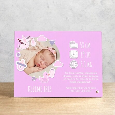 Gepersonaliseerd fotolijstje voor op het bureau met een foto en tekst - Onze kleine schat