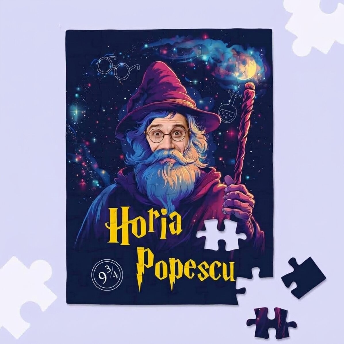 Gepersonaliseerde puzzel met een foto en tekst - Wizard