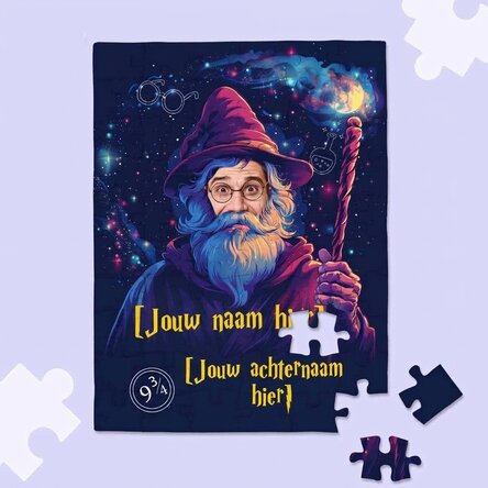 Gepersonaliseerde puzzel met een foto en tekst - Wizard