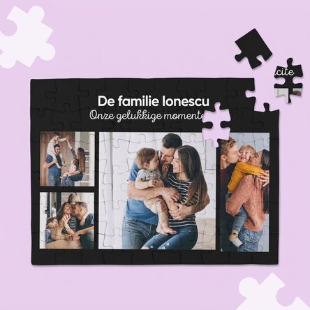 Gepersonaliseerde puzzel met 4 foto's en tekst
