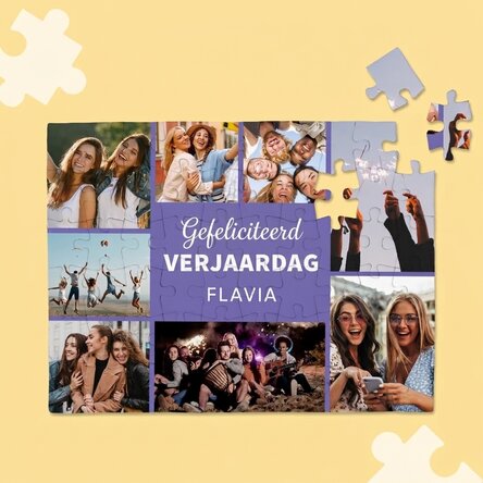 Gepersonaliseerde puzzel met 8 foto's en tekst