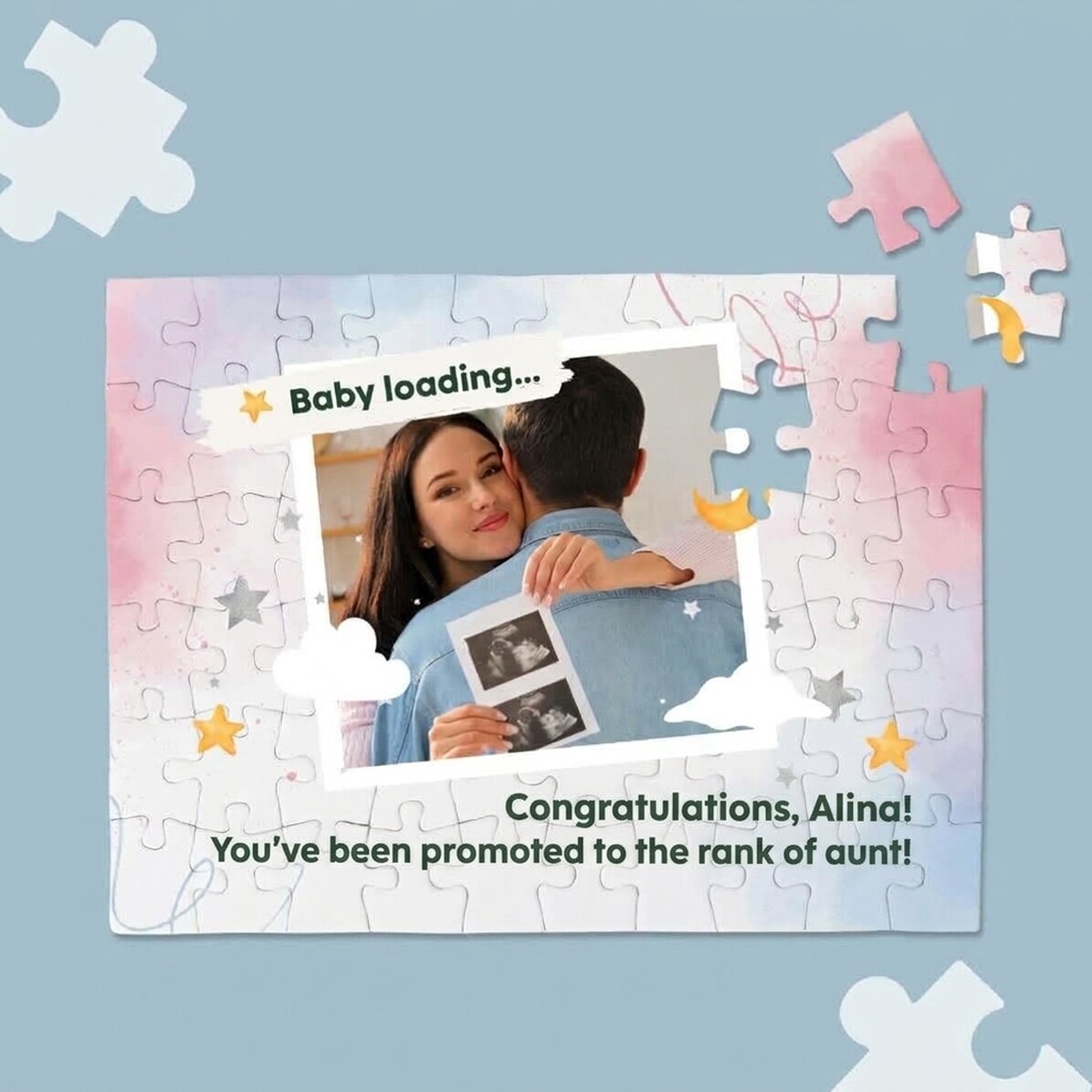 Gepersonaliseerde puzzel met een foto en een boodschap - Baby